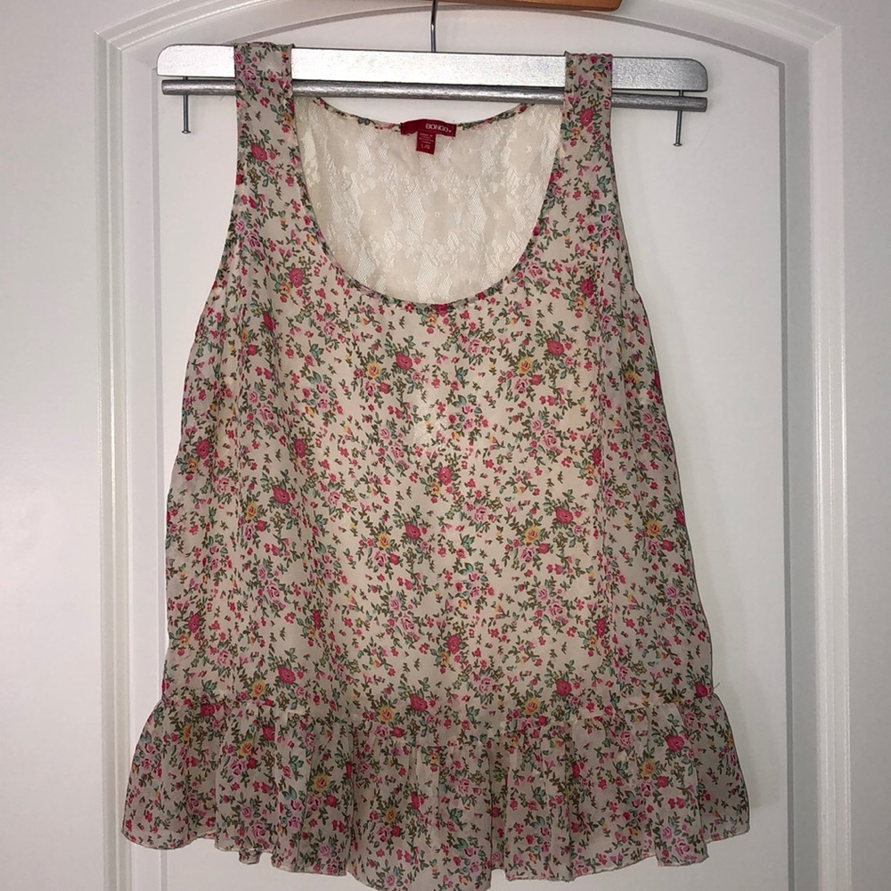 Flowy floral and lace tank